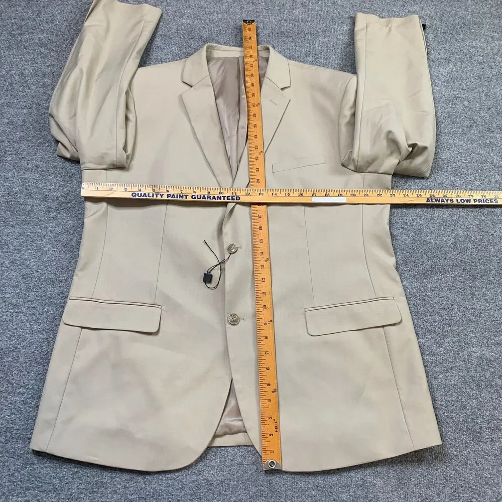 Alain Dupetit Blazer Mens 46R Beige 2 Button Tetron Blend Notch Single Breasted‎